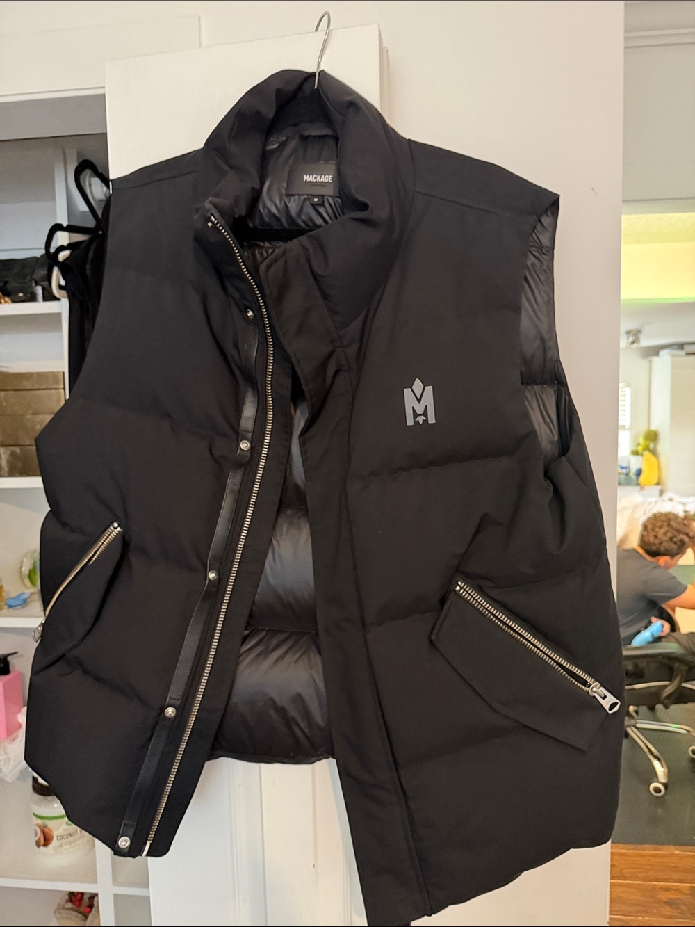 Mackage Men’s Black Quilted Down Vest with High Collar
